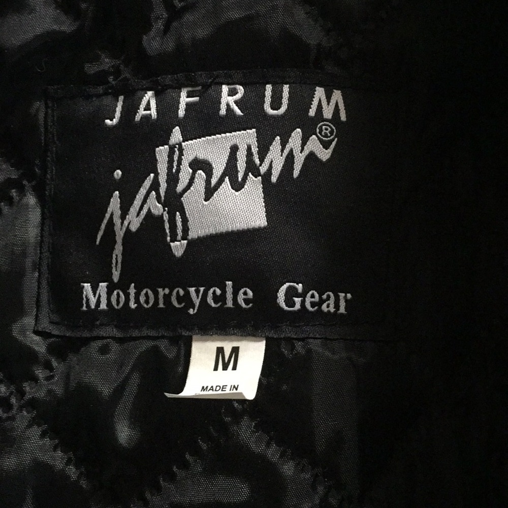 Jafrum leather motorcycle jacket.